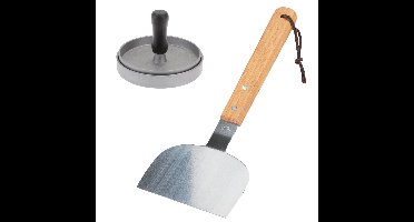RVS BBQ/barbecue spatel met hamburgerperser