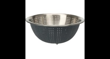 RVS keuken vergiet/zeef - afgieten etenswaren - antraciet - 27 x 12.5 cm