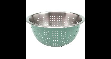 RVS keuken vergiet/zeef - afgieten etenswaren - mintgroen - 24 x 11 cm