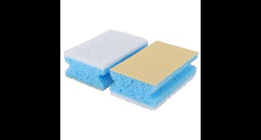 Sanitairspons - 2x - blauw - schuim spons - 11 x 8 x 7 cm - badkamer schoonmaak
