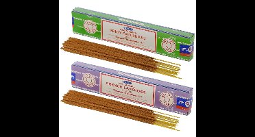Satya Wierook cadeaus set - 2x geurstokjes - Patchouli en Lavendel geur - Meditatie