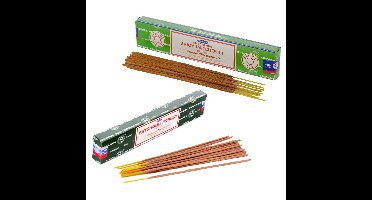 Satya Wierook cadeaus set - 2x geurstokjes - Patchouli en Patchouli Forrest geur - Meditatie