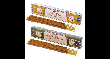 Satya Wierook cadeaus set - 2x geurstokjes - Sandelhout en Citronella geur - Meditatie