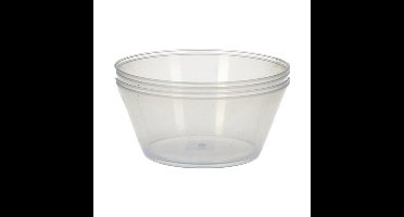 Schaal/kom - 4x - transparant - kunststof - 15 x 7.5 cm - campingservies