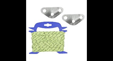 Scheerlijn 40 meter fluor geel op haspel met 20x stuks scheerlijn driehoek spanners