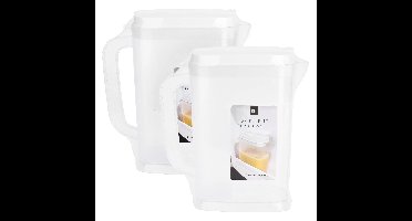 Schenkkan/waterkan - 2x - transparant - 2250 ML - kunststof - 22 x 10 x 22,5 cm