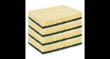 Schuurspons / viscose spons - 4x - groene schuurlaag - 13 x 9 x 2,5 cm - schoonmaakmiddelen