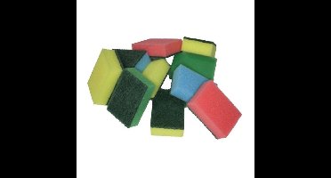 Schuursponsjes - 10x - multicolor - schuim/schuurspons - 9 x 6 x 3 cm - afwassponsjes