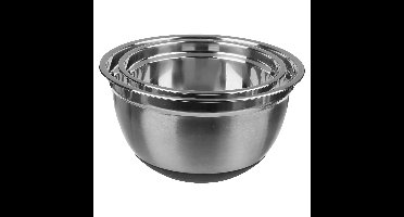 Secret de Gourmet beslagkommen set - 2x stuks - mengkommen - RVS - 1 en 2,5 Liter - Met antislip