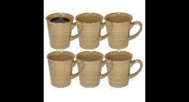 Secret de gourmet Koffiemok - 12x - beige - keramiek - 200 ml - beker - mokken
