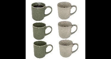 Secret de gourmet Koffiemok - 6x - groen - keramiek - 420 ml - beker