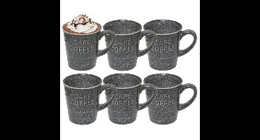 Secret de gourmet Koffiemok - 8x - grijs - keramiek - 200 ml - beker - mokken