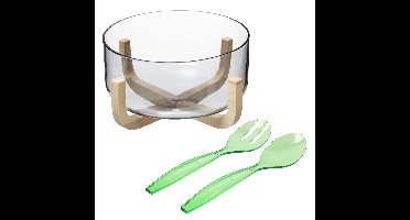 Secret de Gourmet Slakom/schaal met slacouvert - Glas/hout - D24 cm