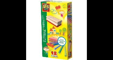 SES school Krijtjes met wisser - krijt in 12 kleuren - stofvrij