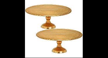 Set van 2x stuks etageres 1-laags/kaarsenplateau goud van metaal B31 x H12 cm