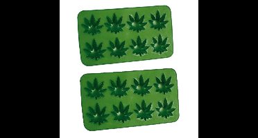 Set van 2x stuks ijsblokjes/ijsklontjes wietblad voor 8 blokjes