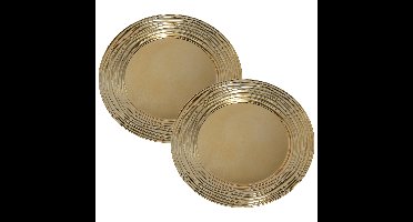 Set van 2x stuks kerstdiner onderborden rond goud glimmend 33 cm