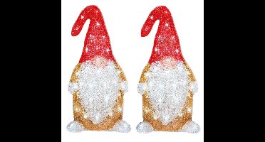 Set van 2x stuks kerstverlichting Led figuren voor buiten gnome/dwerg 19 x 22 x 44 cm