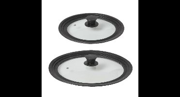 Set van 2x stuks universele glazen pannendeksels met siliconen rand 22-24-26 en 28-30-32 cm