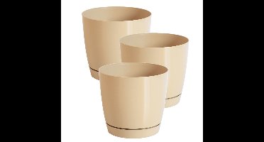 Set van 3x stuks plantenpotten/bloempotten kunststof glanzend mat goud dia 28 x hoogte 26 cm