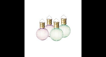 Set van 4x stuks buiten led lichtroze en groene lampion solar verlichting 11 cm