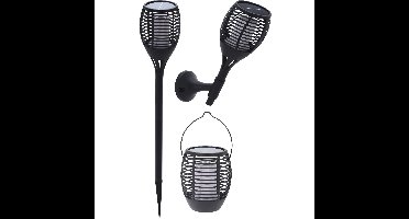 Set van 4x stuks solar tuinlamp/fakkel 3 in 1 met vlameffect op zonne-energie 78 cm