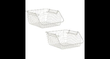 Set van 4x stuks witte opberg/opruim mandjes stapelbaar 29 x 27 x 14 cm