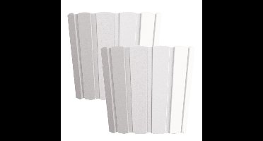 Set van 4x stuks wood-look plantenpot/bloempot kunststof dia 16.5 cm/hoogte 15 cm parel wit