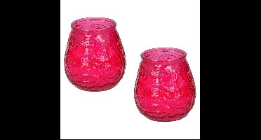 Set van 5x stuks citronella lowboy tafelkaarsen - 10 cm - rood glas