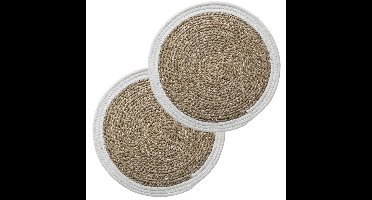 Set van 8x stuks placemats zeegras wit 39 cm