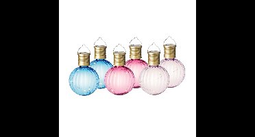 Set van 9x stuks buiten led lichtroze, blauwe en roze lampion solar verlichting 11 cm