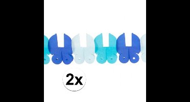 Slinger - 2x - papier - 6 meter - blauw - baby geboorte jongen - wiegjes - feestversiering