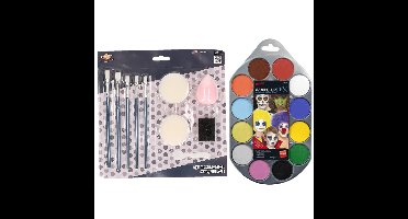 Smiffys kinder schminken set 12-kleuren basic met grimeer gereedschap 10-delig