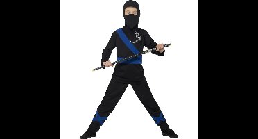 Smiffys Ninja kostuum - zwart/blauw - kinderen - verkleedpak - carnaval