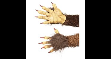 Smiffys Weervolf handschoenen - bruin - nepbont - voor volwassenen - Halloween accessoire