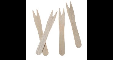 Snack vorkjes - patat vorkjes - friet vorkjes - 200x stuks - hout- 8.5 cm