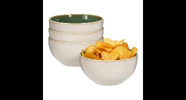 Snackschaaltjes Kenji - set van 4x - groen - 14 x 7 cm - keramiek - chips / nootjes - 580 ml