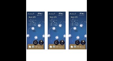 Sneeuwvlokken lichtsnoer - 3x - wit - 40 led lampjes - timer - batterij 195 cm - sneeuw verlichting