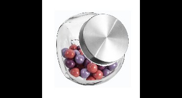 Snoeppot/voorraadpot glas met RVS deksel - 2x - 650 ml - Voorraadpotten met luchtdichte sluiting