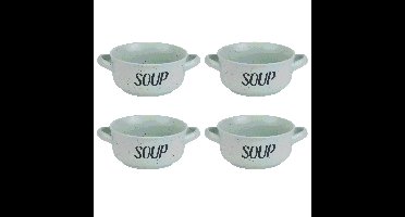 Soepkom van aardewerk - 8x - groen - Dia 13,5 cm - 470 ml - Servies - Soepkommen