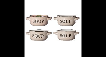 Soepkommen Classic - beige - 8x stuks - 14 x 7 cm - keramiek - soepkommetjes - 470 ml