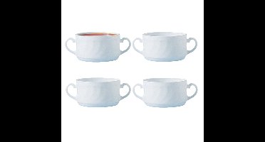 Soepkommen Essential - 8x - wit - D9.5 x 6 cm - porselein - schaaltjes met oren