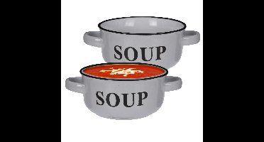 Soepkommen/serveer schaaltjes - 2x - porselein - D13 x H7 cm - lichtgrijs