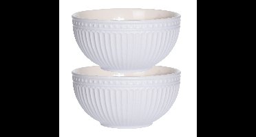 Soepkommen/serveer schaaltjes - 2x - Roman Style - keramiek - D14 x H7 cm - ivoor wit - Stapelbaar