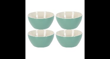 Soepkommen/serveer schaaltjes - 4x - Acapulco- porselein - D14 x H6.5 cm - groen - Stapelbaar