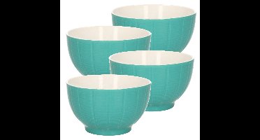 Soepkommen/serveer schaaltjes - 4x - Venice- keramiek - D14 x H8 cm - jade groen - Stapelbaar