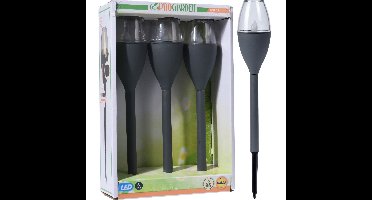 Solar LED lantaarns - 3x st - zwart - 31 cm - zonne-energie - tuinverlichting