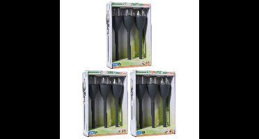 Solar LED lantaarns - 3x st - zwart - 31 cm - zonne-energie - tuinverlichting