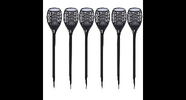 Solar tuinlamp/fakkel 3 in 1 met vlameffect op zonne- 6x -energie 78 cm
