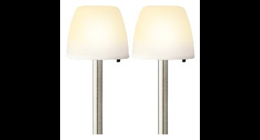 Solar tuinlamp/prikspot schemerlamp op zonne- 2x -energie 28 cm